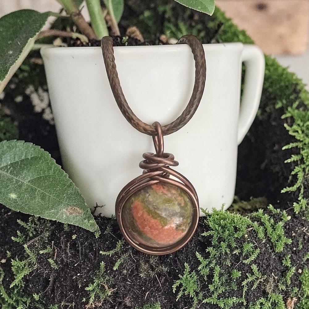 5 For $25💫Wire Wrapped Unakite Stone Pendant
